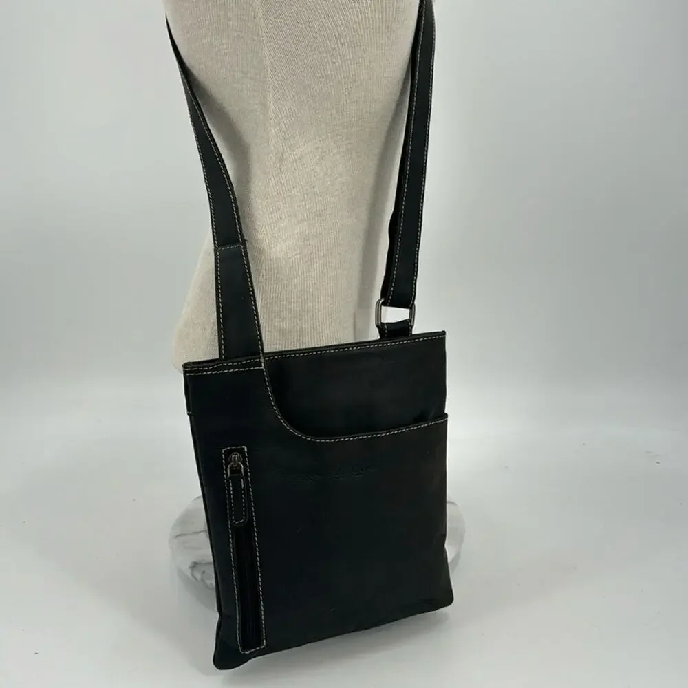 NWT Arrigo Black leather Unisex's Shoulder Crossbody bag